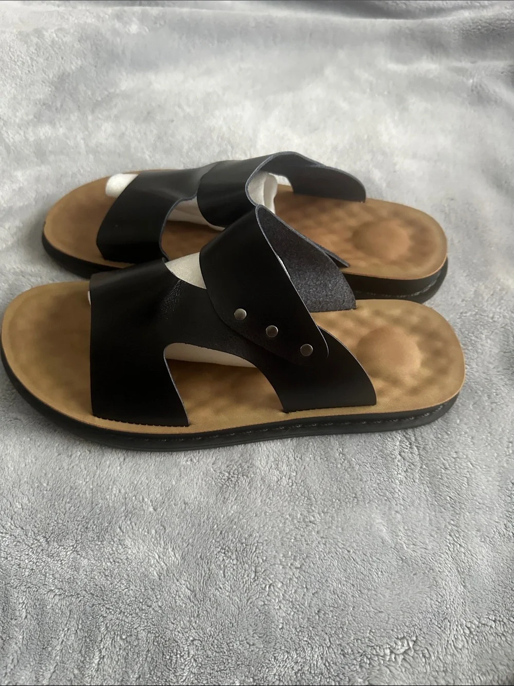 Men's Black Slide Sandals with Cushion Footbed